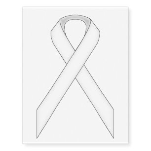 White Standard Ribbon by Kenneth Yoncich Temporary Tattoos