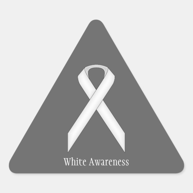 White Standard Ribbon by Kenneth Yoncich Triangle Sticker (Front)