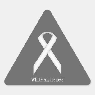 White Standard Ribbon by Kenneth Yoncich Triangle Sticker