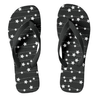 White Star Black Flip Flops
