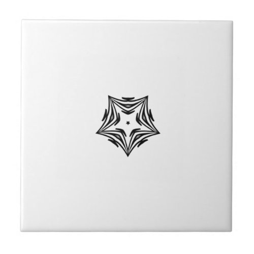 White star black outline white background ceramic tile