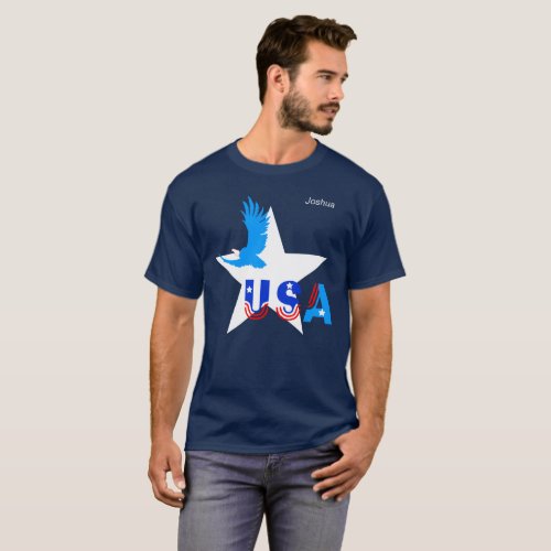 White Star Bold Eagle USA custom text T_Shirt