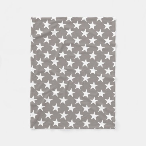 White Star Chic Beige Brown Stars Design Modern Fleece Blanket