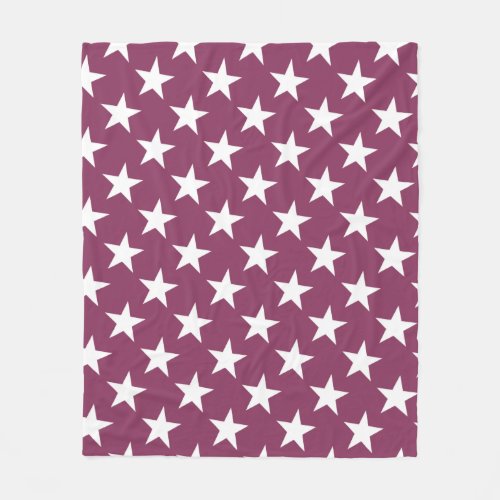 White Star Chic Bordeaux Color Design Modern Stars Fleece Blanket