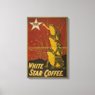White Star Coffee Vintage Frog Poster Canvas Print