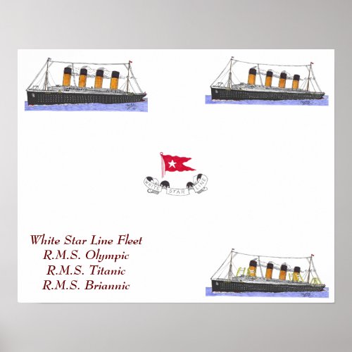White Star Line Fleet of ships Poster