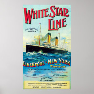 WHITE STAR LINE OCEAN MAIL STEAMER POSTER