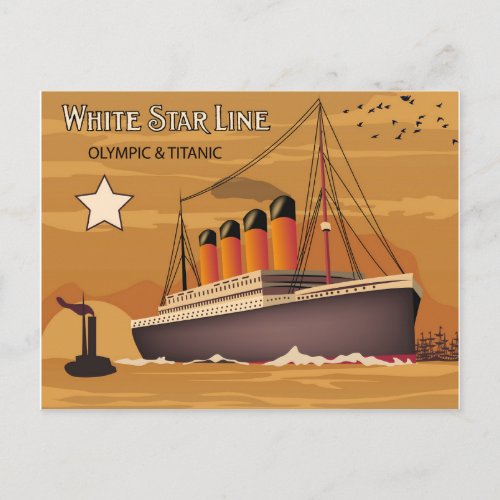 White Star Line Olympic and Titanic Oversea Ship Postcard