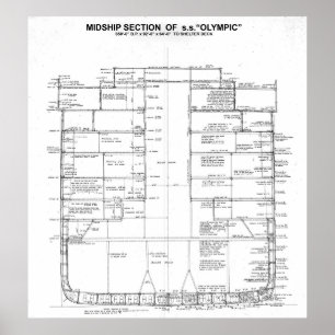 White Star Line S.S. Olympic Half Section 1913 Poster
