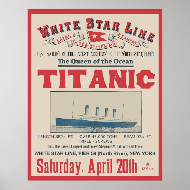 WHITE STAR LINE (Titanic) Poster (Front)
