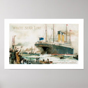 White Star Line's Cedric Leaving Liverpool Poster