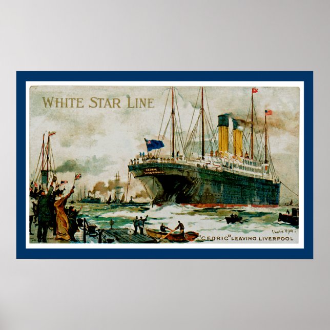 White Star Line's Cedric Leaving Liverpool Poster (Front)