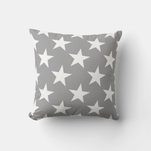 White Star Modern Elegant Grey Color Background Throw Pillow