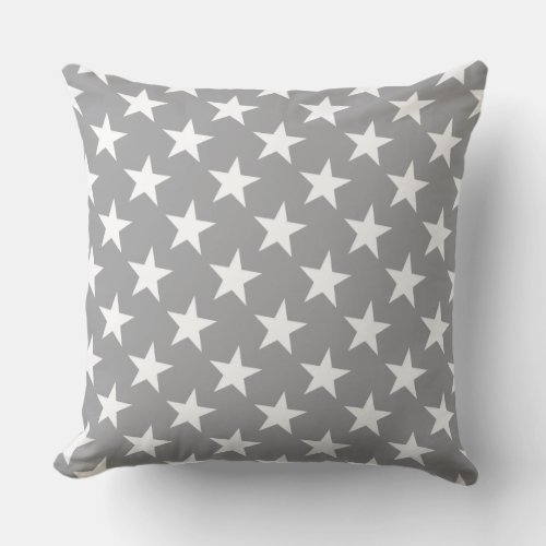 White Star Modern Elegant Grey Color Background Throw Pillow