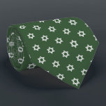 White Star Of David II Green Neck Tie<br><div class="desc">Judaica Collection</div>