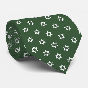 White Star Of David II Green Neck Tie