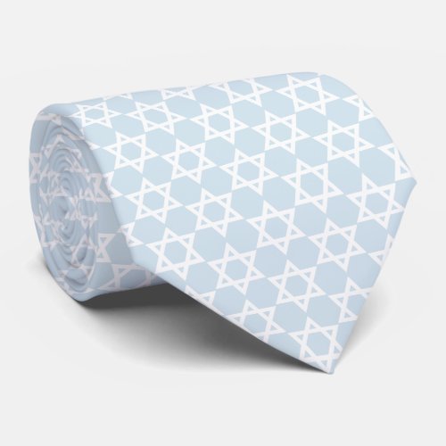 White Star Of David Light Blue Neck Tie