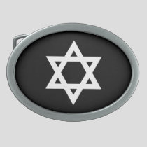 White Star of David Oval Belt Buckle