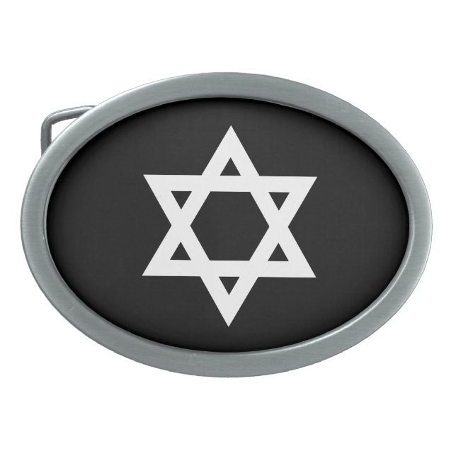 White Star of David Oval Belt Buckle (Front)