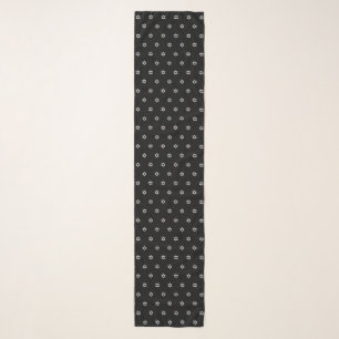 White Star of David Pattern Black Long Head Scarf