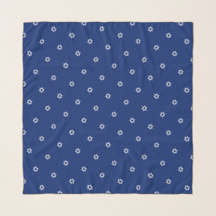 White Star of David Pattern Navy Blue Head Scarf