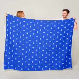 White Star of David Royal Blue Single Bedcover Fleece Blanket