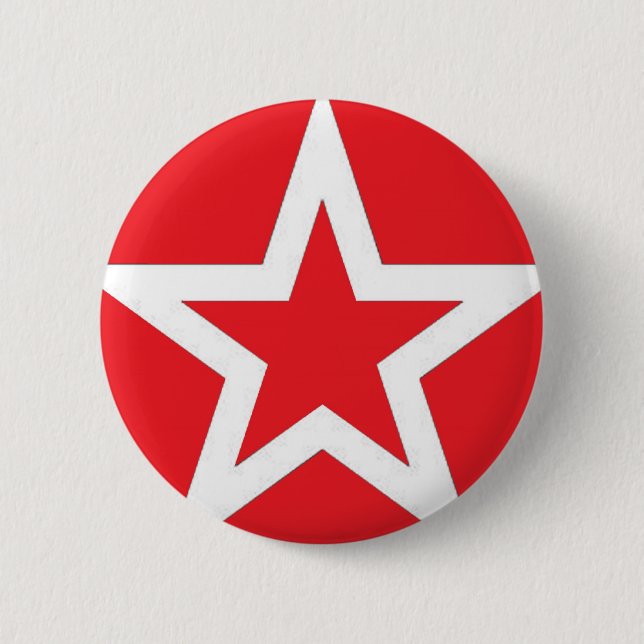White Star on Red - Button (Front)
