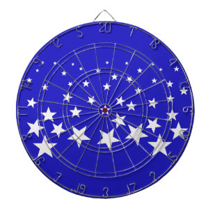 White star pattern on blue background dart board