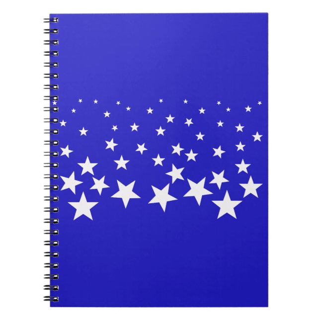 White star pattern on blue background notebook (Front)