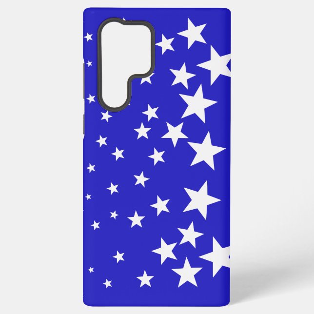White star pattern on blue background samsung galaxy case (Back)