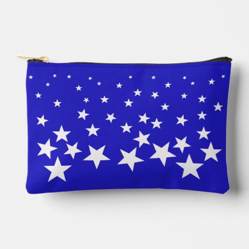 White star pattern on blue background small accessory pouch