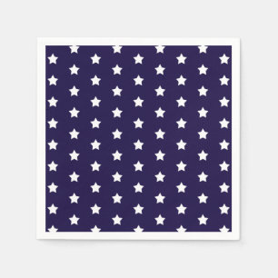 White Star Pattern on Custom Navy Blue Party Napkins