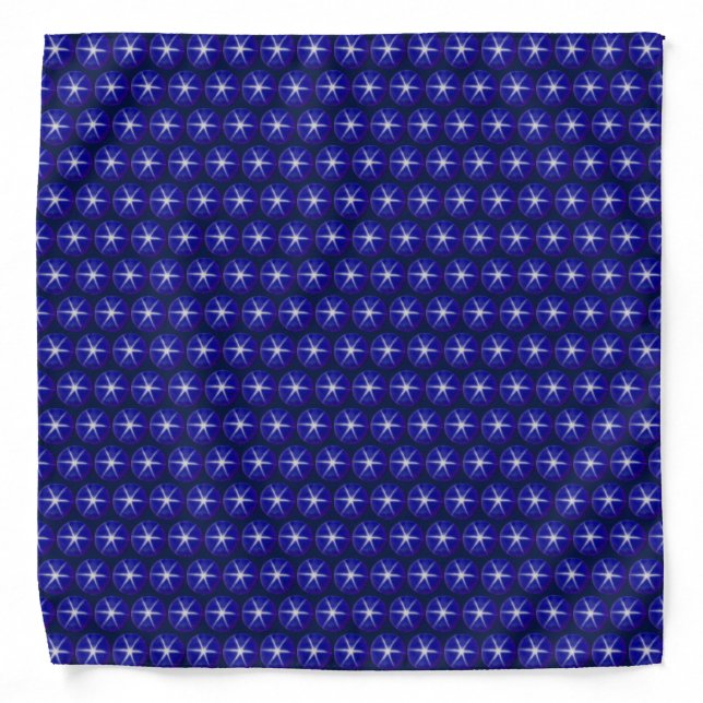 White Star Pattern on Navy Blue Bandana (Front)