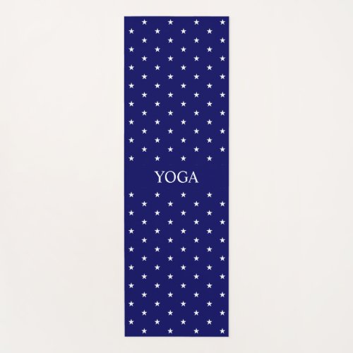 White Star Pattern on Navy Blue Yoga Mat