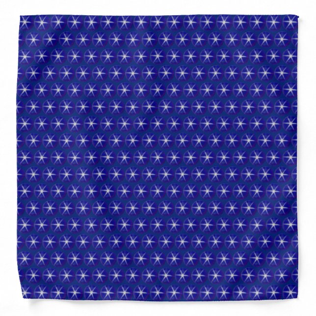 White Star Pattern on Sapphire Blue Bandana (Front)