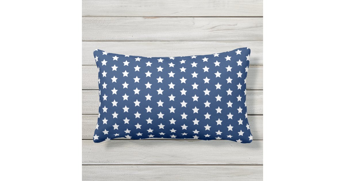 White Star Pattern Patriotic Navy Blue Lumbar Pillow Zazzle Com