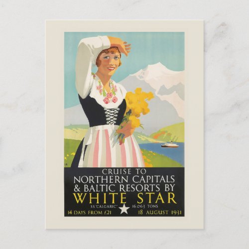 White Star Vintage Poster 1931 Postcard