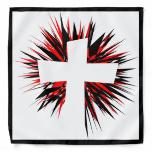 WHITE STARBURST CROSS BANDANA