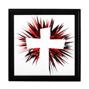 WHITE STARBURST CROSS JEWELRY BOX