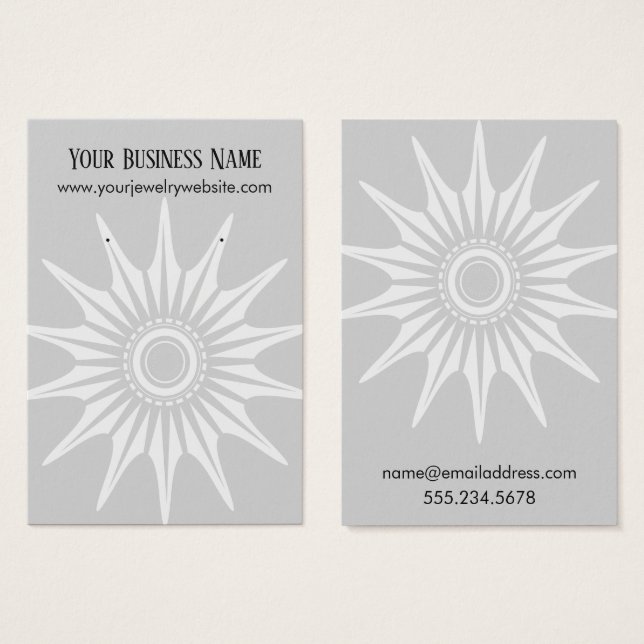 White Starburst, Gray Earring Holder Display Card (Front & Back)