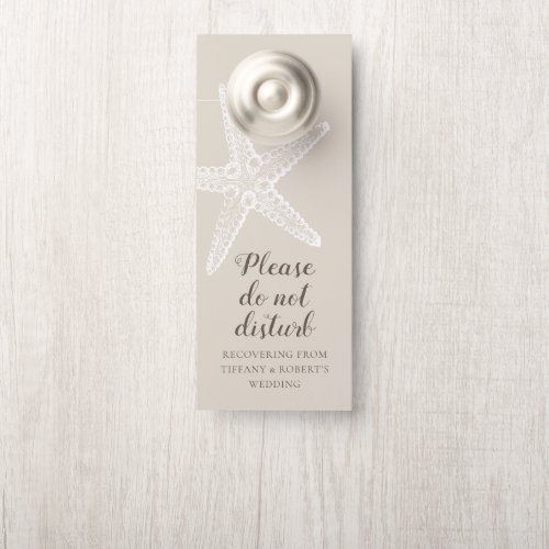 White Starfish Beach Wedding Hotel Shhh Door Hanger