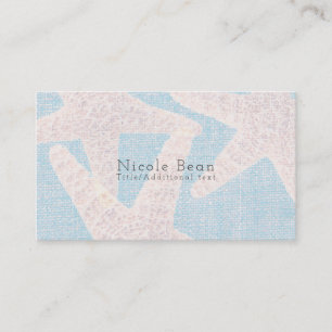 White Starfish & Blue Burlap Beach Modern Chic Business Card