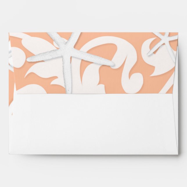 White Starfish Coral Beach Wedding Invitation Envelope (Back (Top Flap))