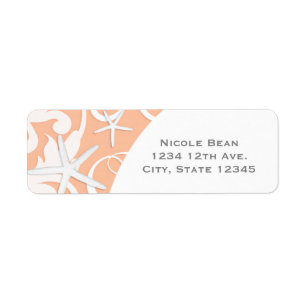 White Starfish Coral Beach Wedding Label