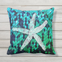 White Starfish Glittery Mermaid Sequins Green Blue