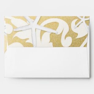 White Starfish Gold Beach Wedding Invitation Envelope