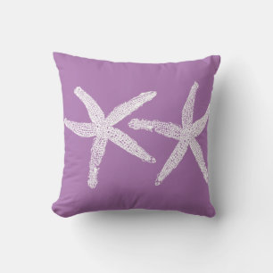 White Starfish Lavender Purple Beach Pretty Cute Throw Pillow