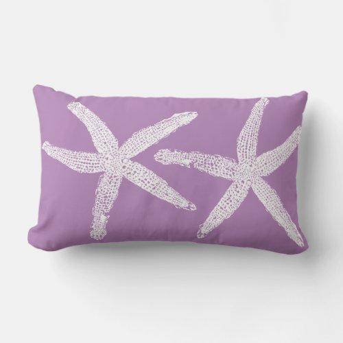 White Starfish Lavender Purple Beach Pretty Trendy Lumbar Pillow