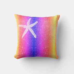 White Starfish Multicolor Pink Unique Mother's Day Throw Pillow