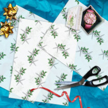 White Starfish n Holly Christmas Tissue Paper